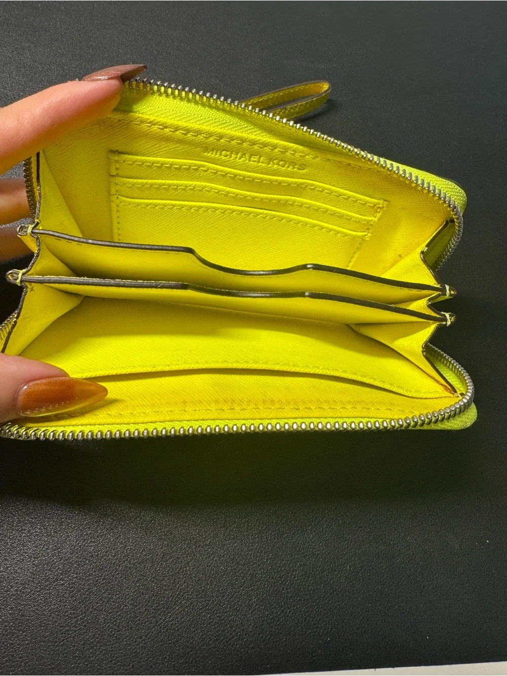 Michael Kors Bright Yellow Zip-Around Wristlet Card Holder